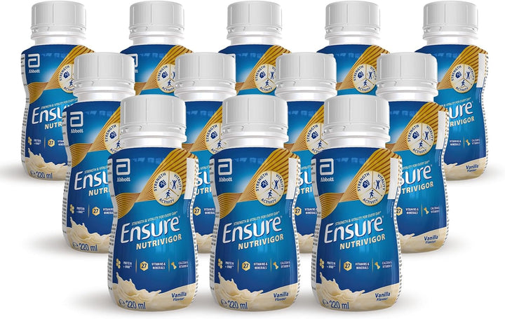 Ensure  Nutritional Shake – Vanilla Flavour – 12 X 220Ml – Boosts Energy – Ready-To-Drink – Food Supplement with Protein, HMB And27 Vitamins and Minerals