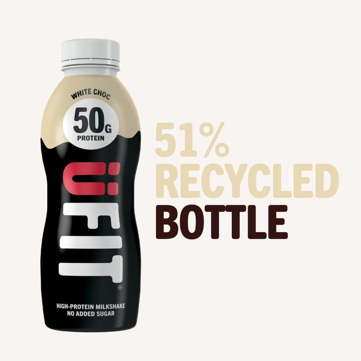 High 50G Protein Shake - White Chocolate Flavour - No Added Sugar - Low in Fat - Ready to Drink - Pack of 8 X 500Ml (Packaging May Vary)