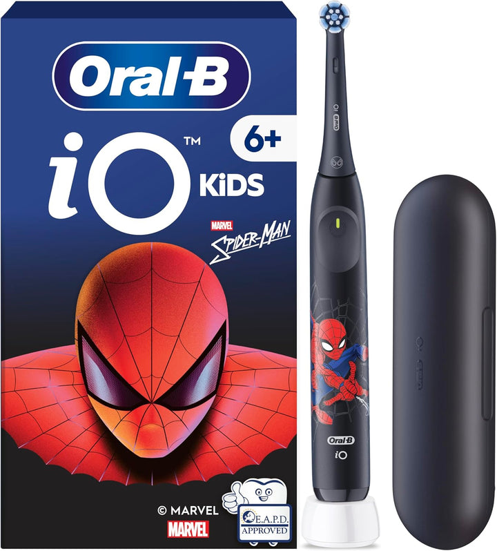Io Kids Marvel Spiderman Electric Toothbrush, 1 Toothbrush Head, 1 Travel Case, 3 Modes with Kid-Friendly Sensitive Mode, 2-Min Music Timer, for Ages 6+