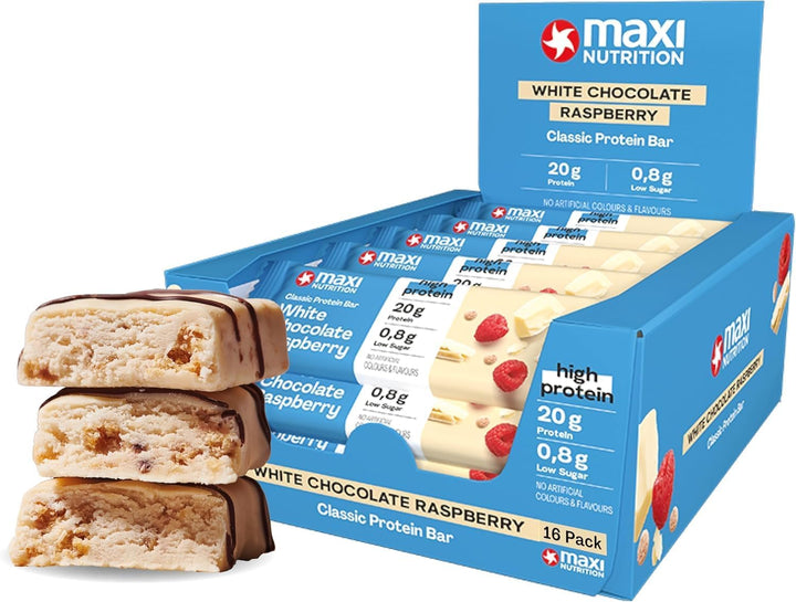 Classic Protein Bar White Chocolate Raspberry 40G, 20G Protein per Bar, 142 Kcal, 3.8G Fat 16 X 40G Bars,