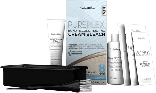 Pure Plex Bond Reconstructing Cream Hair Bleach, Ammonia Free Formulation Lifts up to 8 Shades, Protects & Repairs, While Lightening. Full Hair Bleaching Kit.