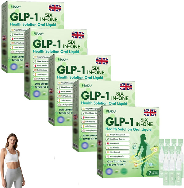 Peaka GLP-1 Six-In-One, Advanced GLP-1, Multi-Action GLP1, Natural Herbal Peaka GLP1 Six in One for All Men and Women (5 Pack)