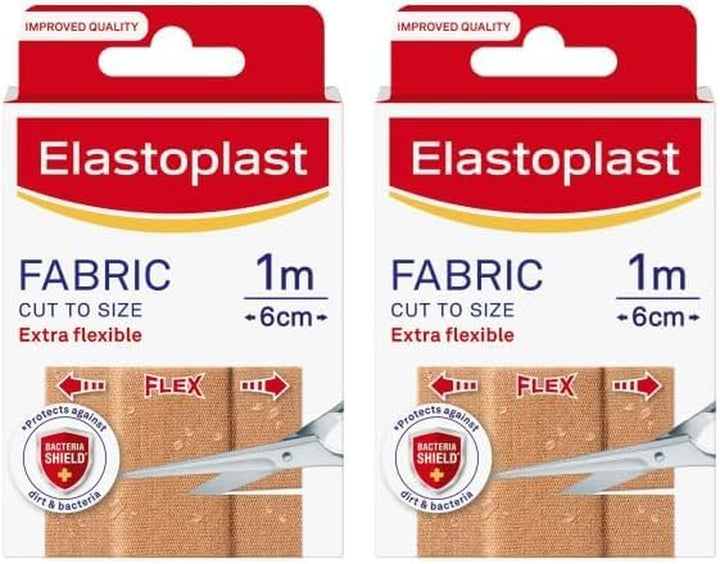Fabric Cut to Size Plasters (1M X 6Cm), Extra Flexible Wound Care, Moves with the Body, Water-Repellent & Breathable Large Plasters Help Protect Wounds, 10 Strips