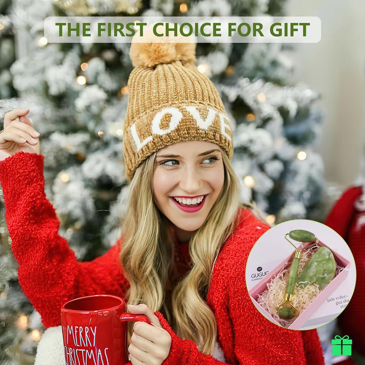 Gua Sha and Jade Roller Set, Gua Sha Stone, Face Roller Massage Tool for Skin Care Routine, Guasha Tool for Face, Neck and Body Muscle