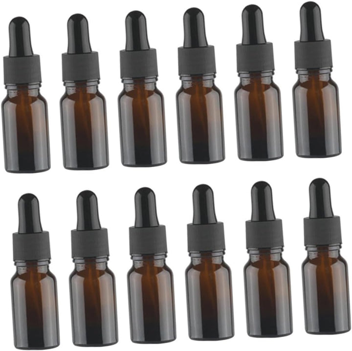 12Pcs Brown Glass Perfume Bottles for Women Essential Oil Storage with Dropper Compact Travel Refillable Aromatherapy Containers Stylish Retro Design for Sample and Daily Use