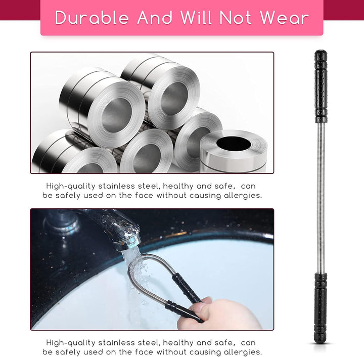 2 Pieces Facial Hair Remover Spring Eyebrow Face Epilator Threading Tool Remove Hair from Upper Lip, Chin, Cheeks and Neck for Women Men, Black