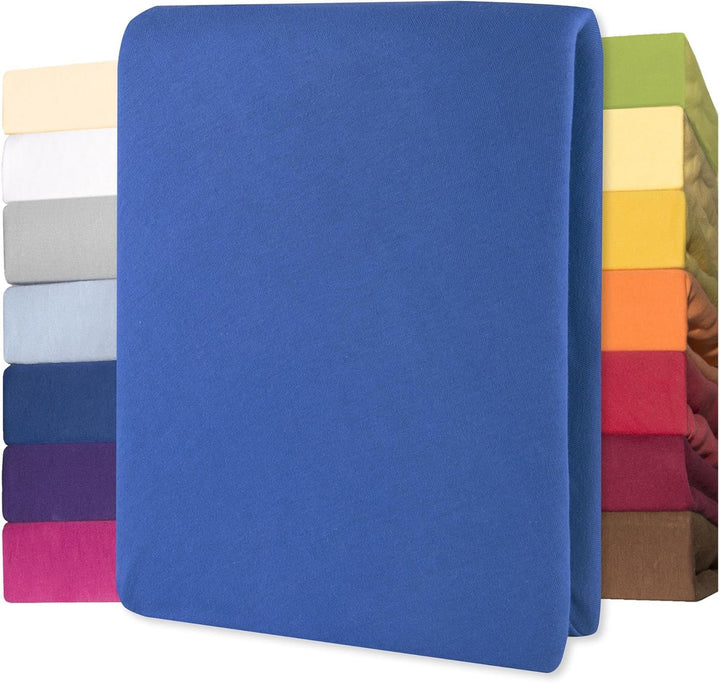 Lucina Fitted Sheet Cotton 200X200-200X220 Cm Royal Blue