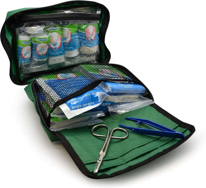 90 Piece Premium Kit Includes Eyewash, 2 X Cold (Ice) Packs and Emergency Blanket for Home, Office, Car, Caravan, Workplace, Travel - First Aid Kit Bag
