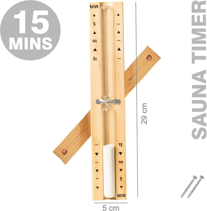 15-Minute Wooden Sauna Hourglass Timer - Wall-Mounted Rotating Heat Resistant Sand Clock (Whie)