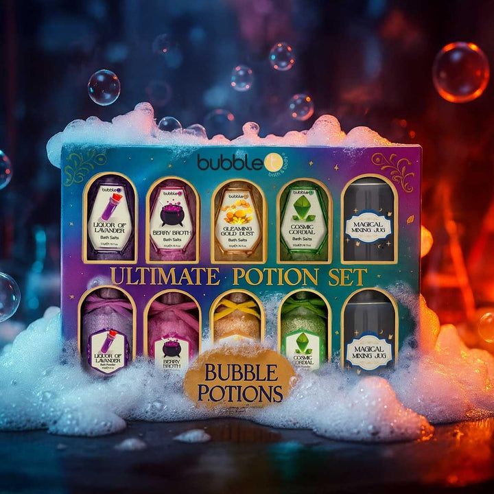 Bath Potions Laboratory Gift Set | 10-Piece Vegan & Cruelty-Free Bath Salts Box – Fantasy Scented Vials – Perfect Self‑Care & Gift for Bath Lovers, Kids & Teens