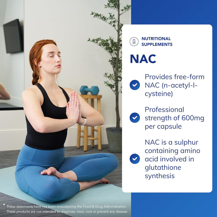 NAC 600Mg - Pure N-Acetyl-L-Cysteine for Glutathione Synthesis Support - 90 Capsules
