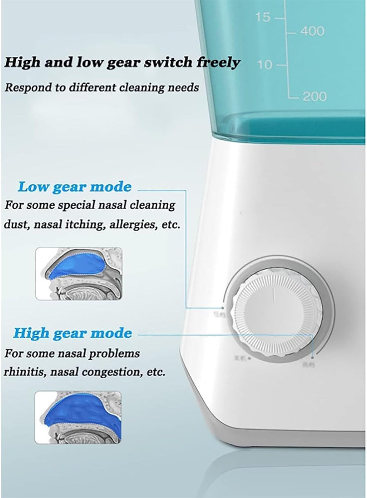 Nasal Wash Electric Neti Pot System for Sinus Relief - Pulsating Sinus Irrigation for Stuffy Nose & Allergy Relief - Nasal Rinse System