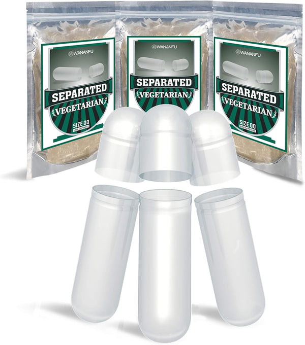 Separated Empty Capsules Size 00 Vegetarian (1000 Count), Compatible with Capsule Filling Machine 00