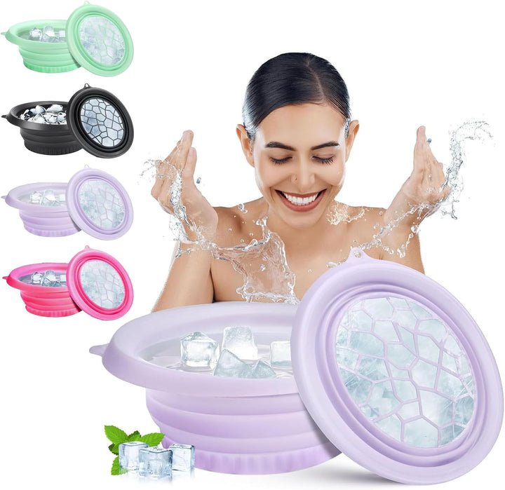 Silicone Ice Face Bowl, Foldable Facebowl with Built-In Icetray, Quick Cooling for Puffiness Relief, Soothe Skin, Bathroom Accessories, Home Travel Use(Red)