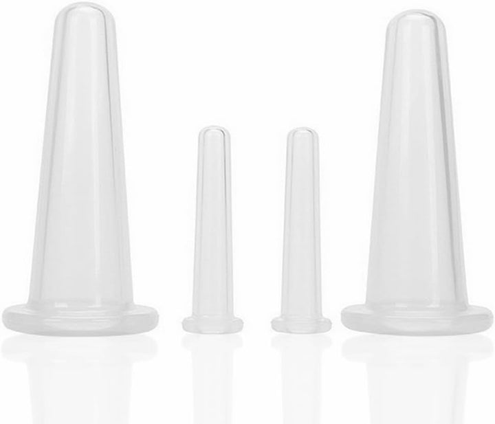 4 Pcs Silicone Facial Cupping Therapy Set Vacuum Massage Cup Kit Body Cupping Cup Set for Face Neck Back Eyes Massage Vacuum Cans Suction anti Cellulite Massager Health Care (Pink)