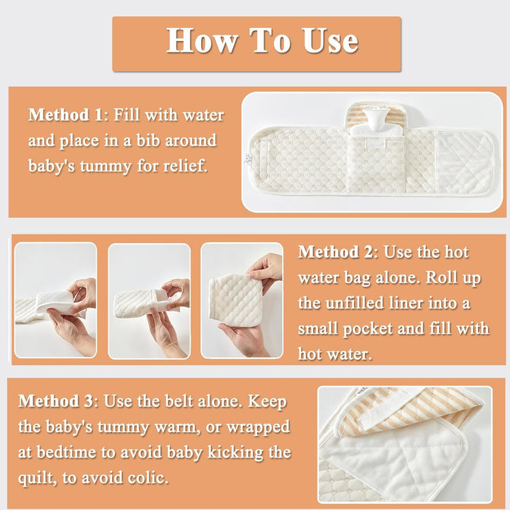 Colic Relief for Newborns and Infants Gas Relief Belly Wrap Baby Swaddling Belt with Soothing Warmth Baby Hot Water Bottle with Belt for Colic Pain Relief Tummy Wrap for Upset Stomach