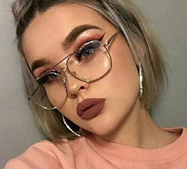 TECH-LINE-DIRECT Vintage 2019 Gold Metal Frame Eyeglasses Mens Womens Sun Glasses Retro Square Optical Lens Eyewear Nerd Clear Lens Glasses