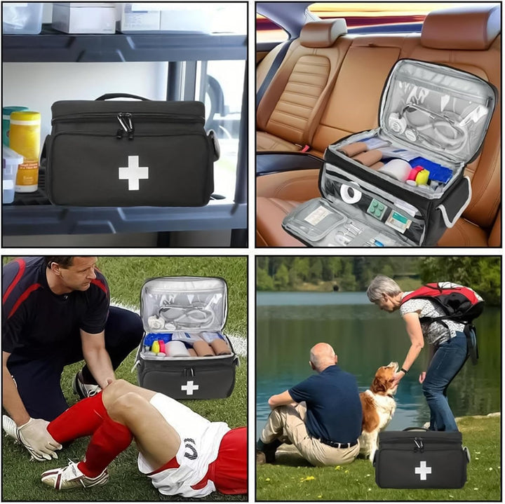 Doctor'S Bag, Health Bag for Home - Portable Nursing Work Bag, Empty Nurse Bag for Home, Portable Pill Bottle Storage Bag for Home Visits, Hospital Spra, Black, See Description, See Description