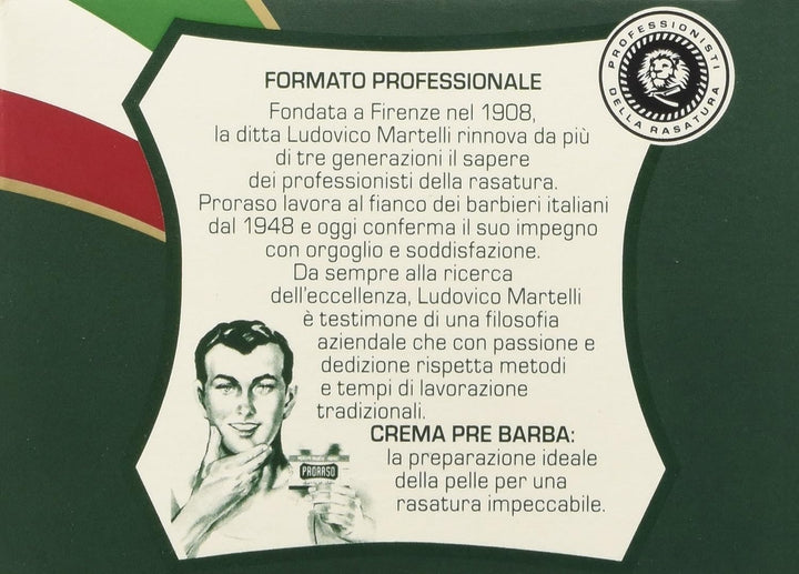 Pre Shave Cream, 300Ml, Refreshing Pre Shaving Cream for Men with Eucalyptus Oil and Menthol, Made in Italy, Green