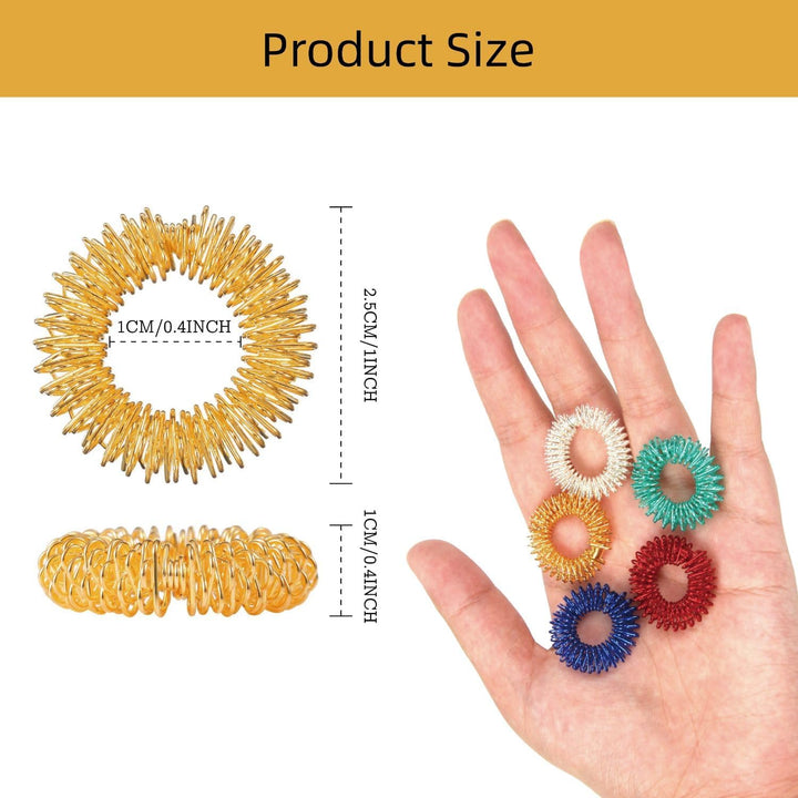 12 PCS Fidget Rings Acupressure Rings Spiky Sensory Finger Rings for Kid Adults, Acupuncture Massage Rings Set for Stress Relief Anxiety Promoting Blood Circulation