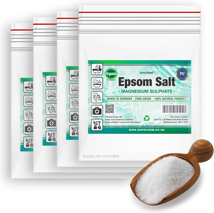 Natural Epsom Salts (1KG Bucket) – Pure Food Grade Magnesium Sulphate Mineral, 100% Natural Salts Mined in Germany - for Health, Detoxification, Muscle Relief, Exfoliating & Gardening