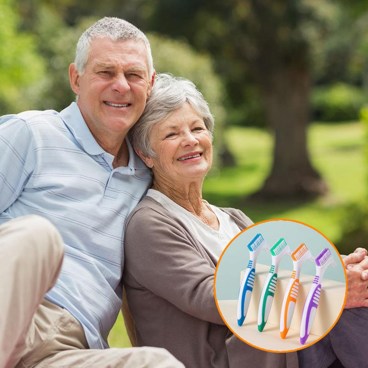 4Pcs Denture Brush Set – Retainer & Denture Toothbrush for Oral Care, Effective Cleaner for Braces, Retainers, and Dentures