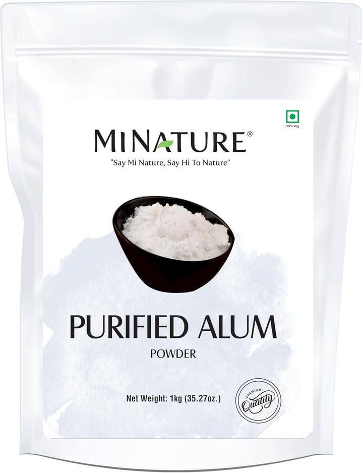 Mi Nature Alum Powder Potassium (Fitkari/Phitkari) -100% Natural Skincare for Acne, Odor Control & Water Purification Face Mask for |Pore Refining 1Kg| Face Pack Powder |Cruelty-Free