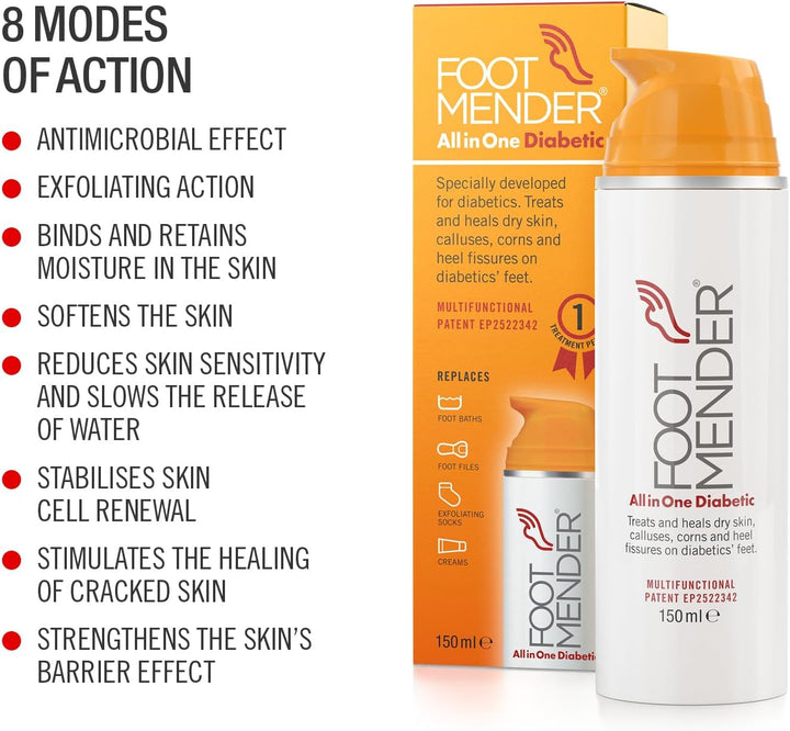 All in One Diabetic | Medically Proven, an Effictive Foot Cream | Treat and Heal Your Dry Feet, Hard Skin, Corns and Cracked Heels | Significant Effect after First Treatment | 150 Ml