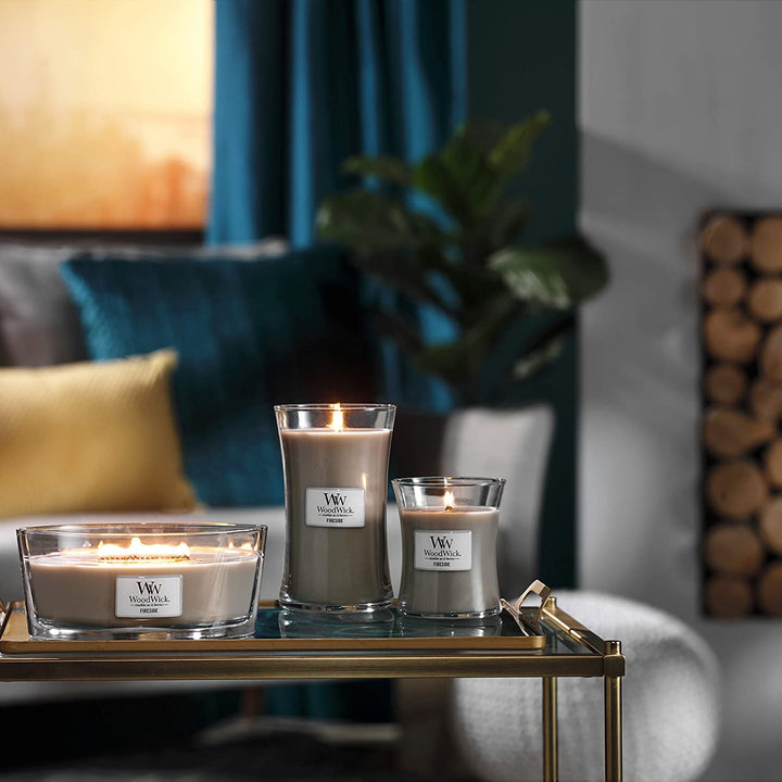 Medium Hourglass Scented Candle | Fireside | with Crackling Wick | Burn Time: up to 60 Hours | Gifts for Women