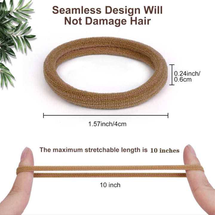 Elastic Hair Ties, 50 Pcs Thick Seamless Hair Bands No Damage Soft Ponytail Holders Hair Bobbles for Girls Women, Neutral