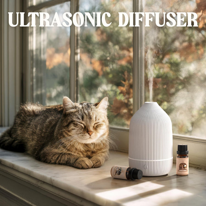 Essential Oil Diffuser, 100Ml Ultrasonic Aroma Diffuser for Essential Oil with Auto Shut-Off, 7 Colour LED Lights, Cool Mist Humidifier for Home, Office, Bedroom, White