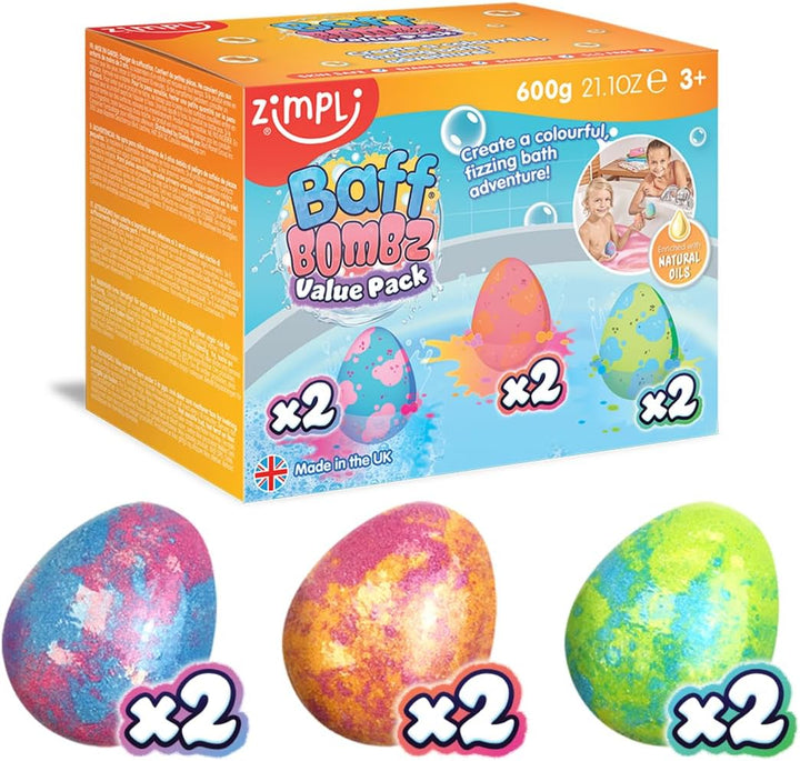 ZIMPLI - Large Cloud Rainbow Baff Bombz, Create a Rainbow Effect, Fizzing, Bathtime Adventure, Bath Bomb Fizzing Fun for Children 4 5 6 7 8 9