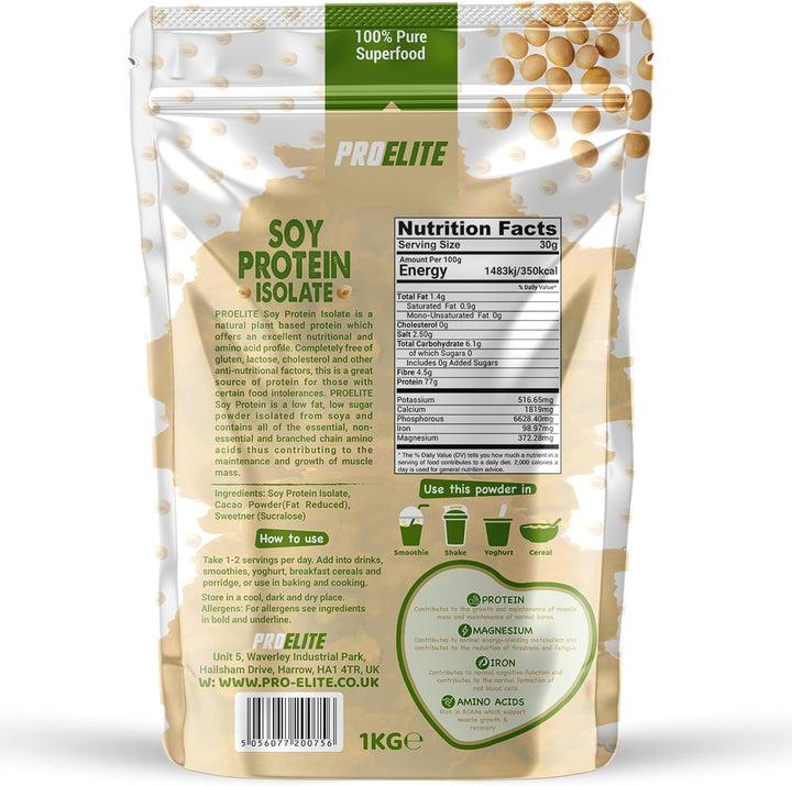 Soy Protein Isolate Powder 1Kg Vegan 100% Plant Protein Gluten-Free, SOYA Protein Powder Shake for Superfood Super Greens Dairy Free Shakes by  (1KG, Unflavoured)