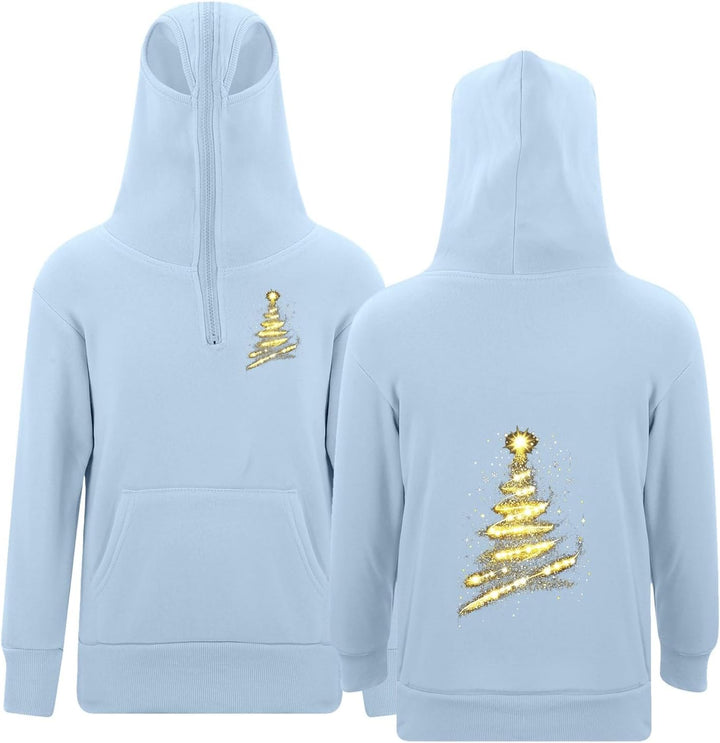 Boys Print Hooded Pullover Sweatshirt with Zipper Eyelets and Pocket for Kids Casual Wear for Men