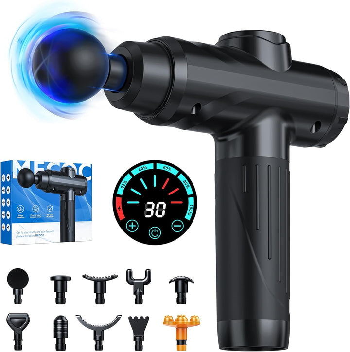 Massage Gun, Deep Tissue Percussion Massager for Pain Relief, Super Quiet Portable Body Relaxation Electric Muscle Massage Gun with 12 Attachment 30 Speed