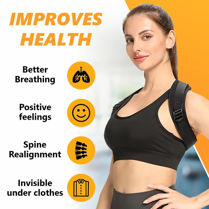 Back Correction Belt for Women and Men: Improve Posture Correct Hunchback Slouching Invisible under Clothes - Adjustable Lightweight Upper Back Brace for Neck Shoulder & Upper Back Pain Relief