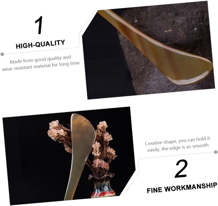 Yak Horn Gua Sha Board Lightweight Facial Massage Tool for Face and Eye Area Smooth Surface Scraping Plate to Promote and Relax Tendons Compact for Travel And