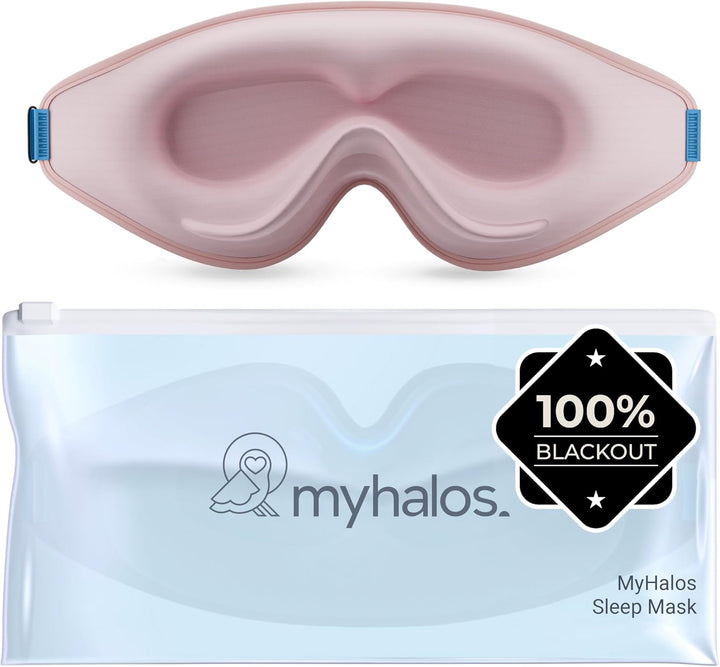 ® 100% Blackout Sleep Masks for Women & Men - Zero Eye Pressure Eye Mask for Sleeping -Our Halo Sleep Mask Includes a Storage Pouch- Black Eye Mask for Travel or Blindfold