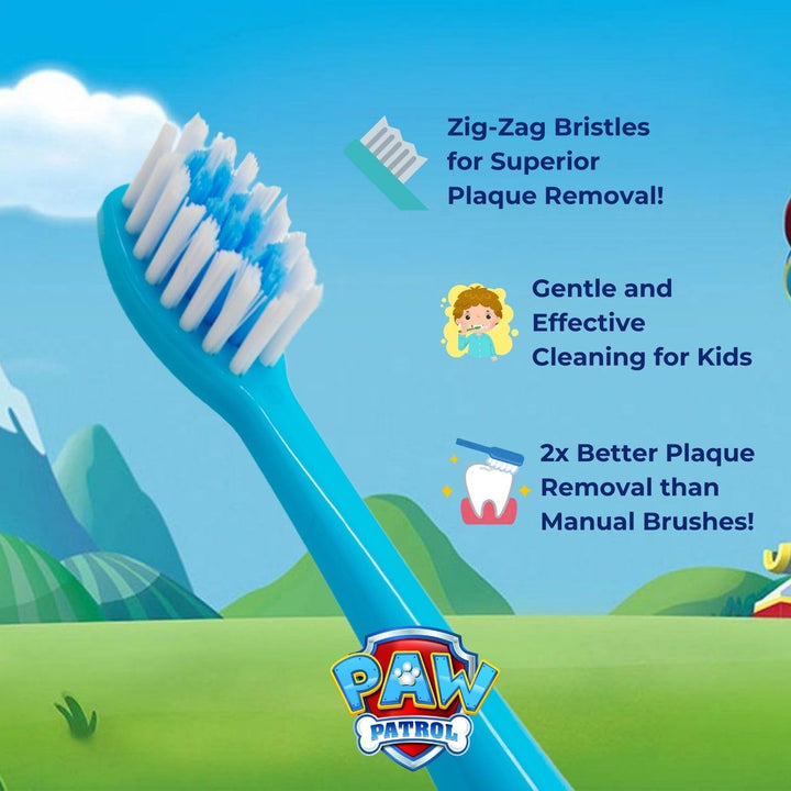 Paw Patrol Battery Powered Electric Toothbrush for Kids – Soft Zig-Zag Bristles, Easy-Grip Handle, Extra Replacement Head & Battery Included | Gentle, Effective, and Fun Oral Care for Children Ages 3+