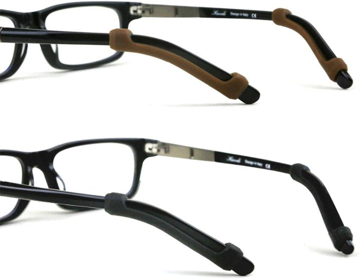 4 Pairs Eyeglasses Temple Tips Sleeve Retainer, Soft Silicone Anti-Slip Elastic Comfort Glasses Retainers, for Spectacle Sunglasses Reading Glasses Eyewear (Random Color) (Black,Clear,Grey,Brown)1