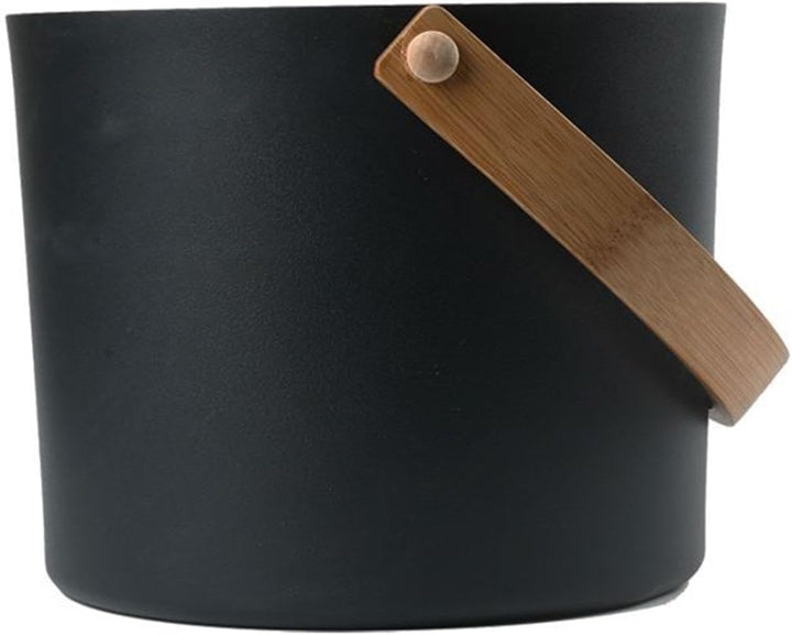 Sauna Bucket and Ladle Set - 7L Luxurious Finnish Sauna Aluminum Bucket with Long Handle Spoon Set, Portable Bucket with Long Handle Ladle Cedar, Matching Ladle Sauna Barrel Bath Accessories (Black)