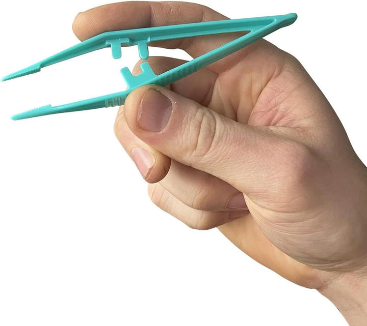 5 Pack Re-Usable Plastic Tweezers - Ideal for Health & Beauty, First Aid, Medical, DIY, Arts & Crafts, Green