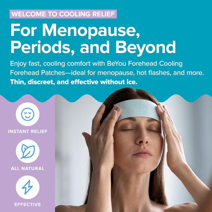 Cooling Forehead Patch for Hot Flashes, Menopause, Head Discomfort, Head Tension - Infused with Basil & Rosemary - Designed Specifically for Hot Flashes