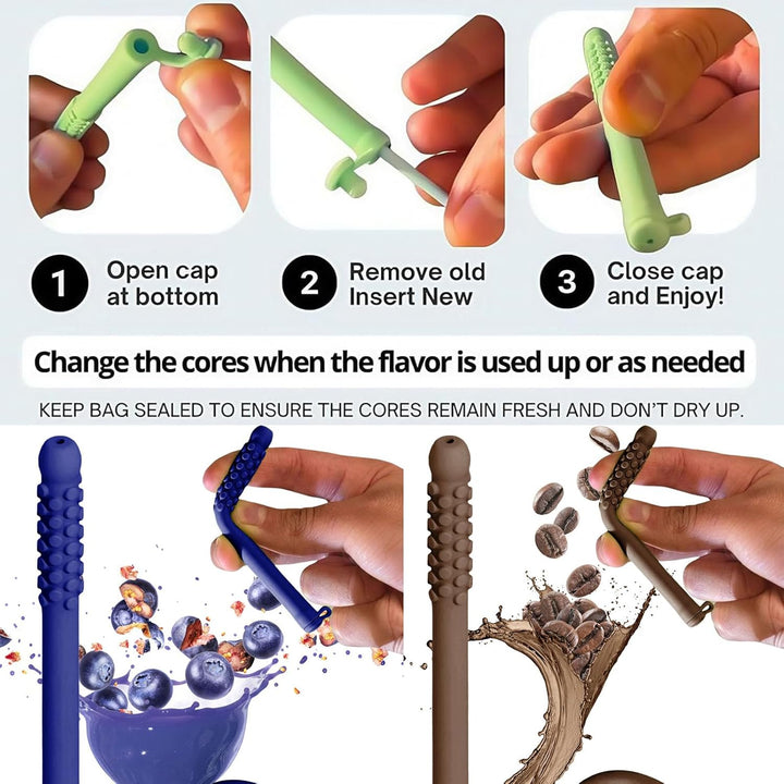 3 PCS Chewable Breathers, Chewing Sticks for Adults, Focus Aid for Work, Study and Travel, Oral Tool, Offers a Subtle Alternative to Nervous Habits like Pen Chewing or Nail Biting.(Purple, Pink, Brown