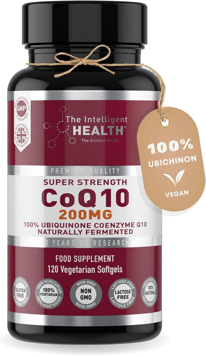 Ubiquinone Co Enzyme Q10 Softgel Capsules, Super Strength Vegan Friendly Naturally Fermented High Absorption Coq10 Capsules Made in the UK to GMP Standards -  (90 Count, 300 Mg)