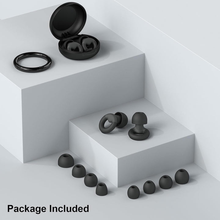 Ear Plugs for Sleeping, 2 Pairs of Reusable Earplugs for Noise Reduction 25Db-30Db with 8 Ear Tips, Soft Hearing Protection Earplugs for Concert,Noise Sensitivity, Study & Work