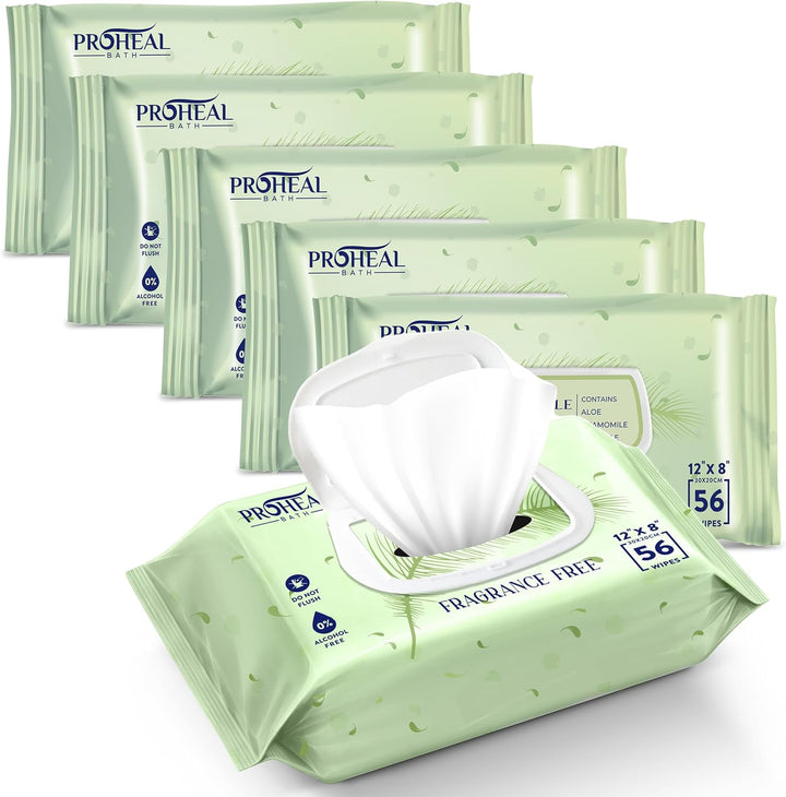 X Large Wet Wipes for Adults - 6 Packs of 56 [336 Count] Disposable Incontinence Wipes, 12" X 8" Adult Wipes for Elderly - Personal Body Wipes for Women and Men, Pre Moistened Adult Washcloths