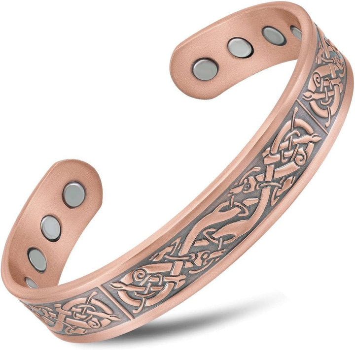 ® Pure Copper Magnetic Bracelet - Magnetic Copper Bracelets for Men - Adjustable Cuff + Gift Box (Twisted Copper)