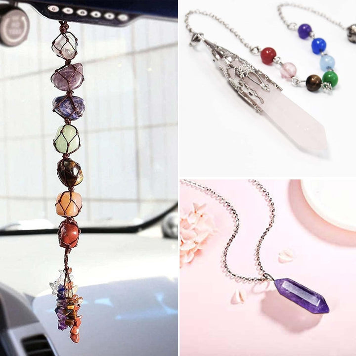 Natural Reiki Gemstone Wand Set in Box, Natural Reiki Gemstone Wand Set for Meditation Crystal Therapy Anxiety Relief Balancing Yoga Crystals and Gemstones for Beginner(14Pcs)