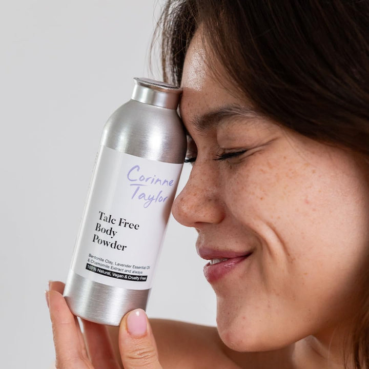 Organic Body Powder - Talcum Powder 100% Natural Talc Free, Chamomile & Lavender for Intimate Comfort, anti Chafing, Sweat Absorbent, Travel Essentials & Paraben Free 85G